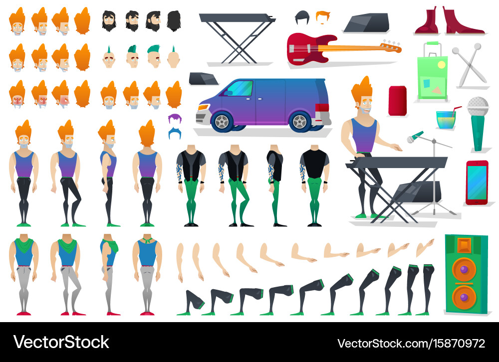 Musician character creation constructor Vector Image
