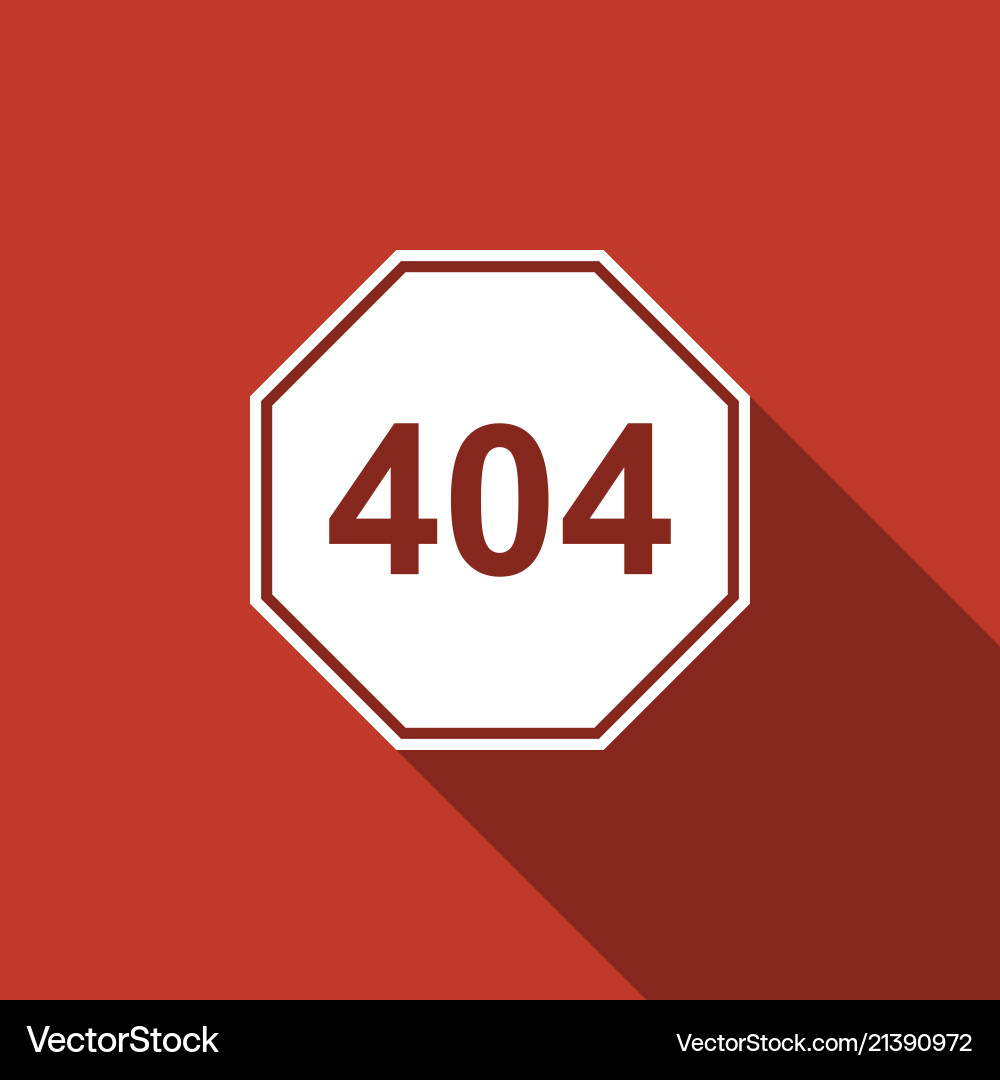 Page with a 404 error icon long shadow Vector Image