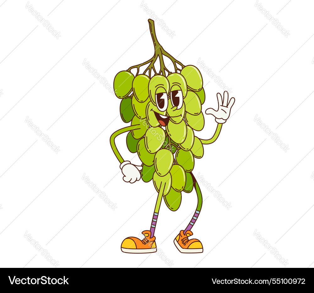 Retro Groovy Grape Character vector image