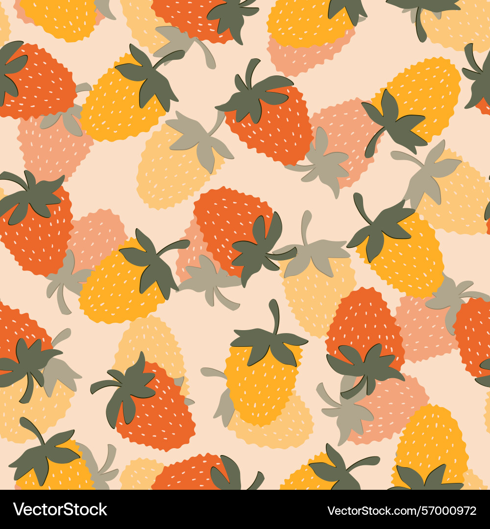Seamless pattern with strawberry on color Vector Image