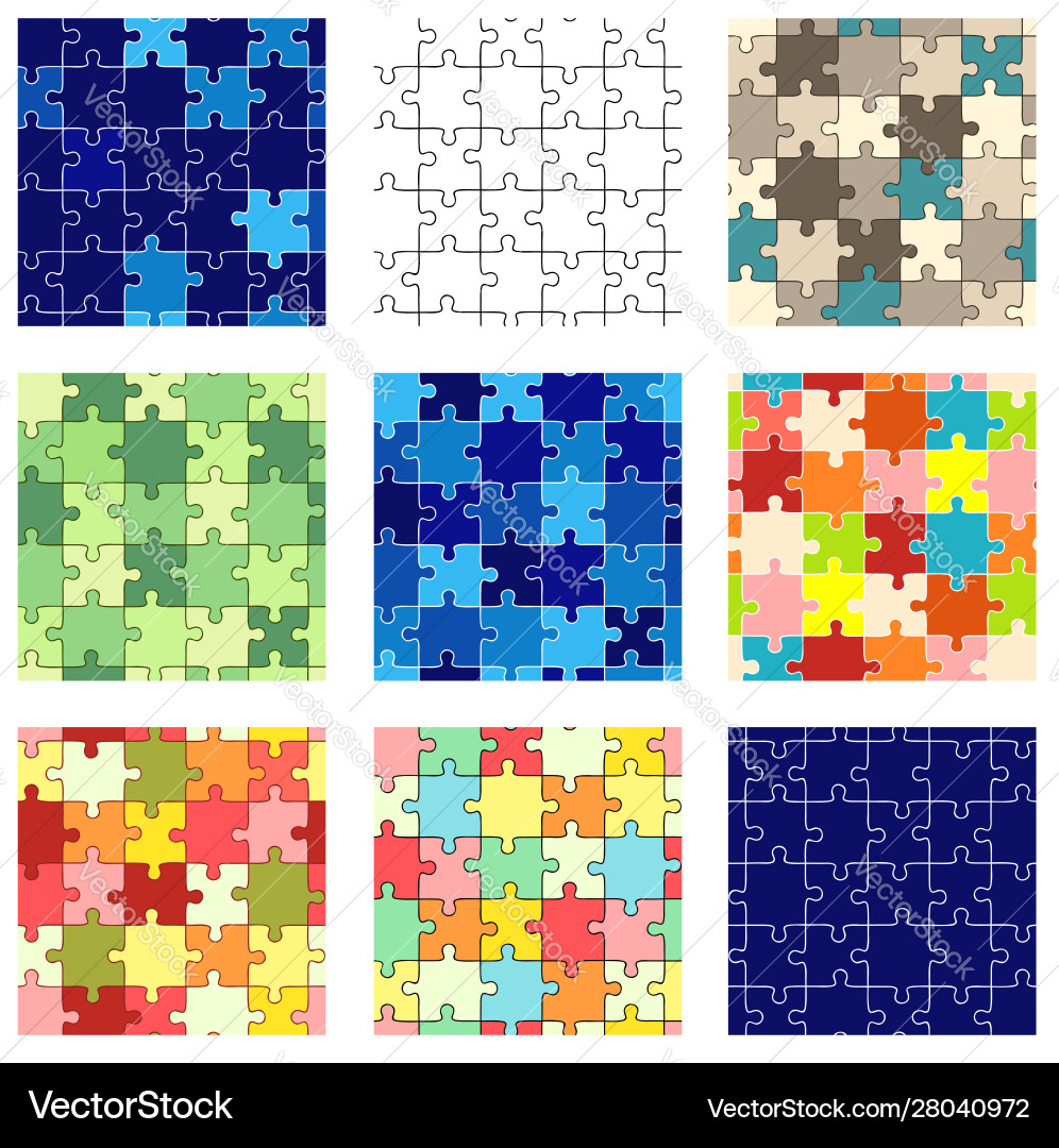 Seamless Puzzle Pattern Collection Vector Image