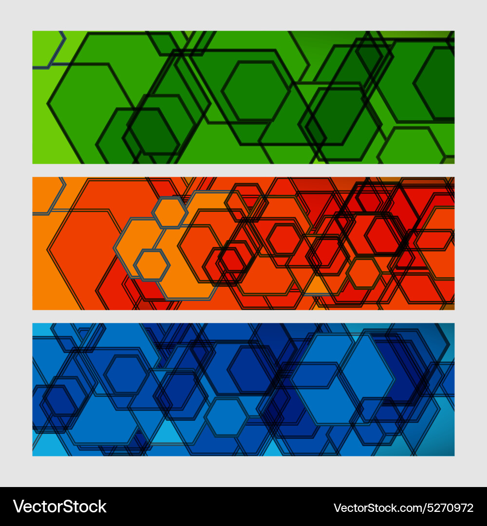 Set abstract modern pattern of hexagons circuits vector image