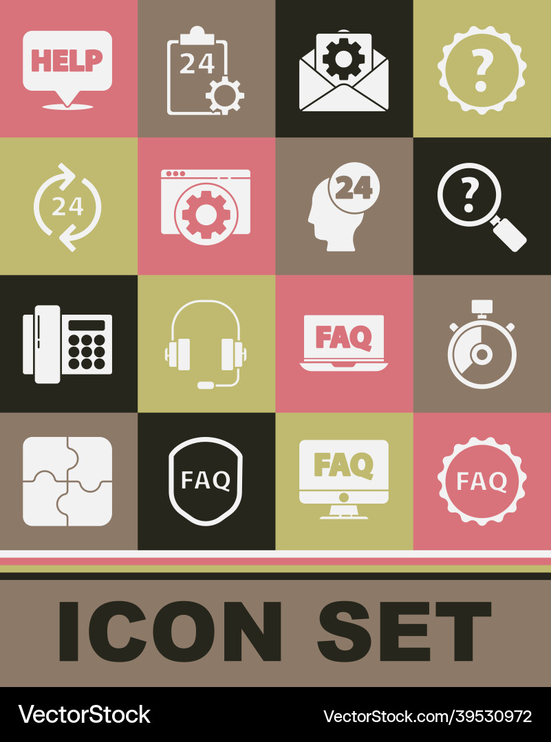 Set label with text faq stopwatch unknown search Set label with text faq stopwatch unknown search vector image