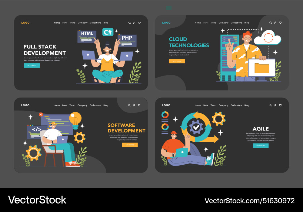 Software Development Landing Page vector image