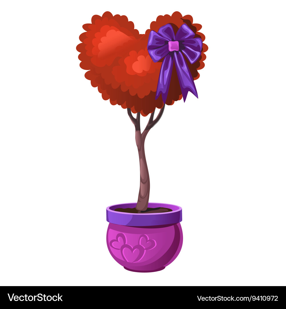 Tree with red foliage in the shape of a heart vector image