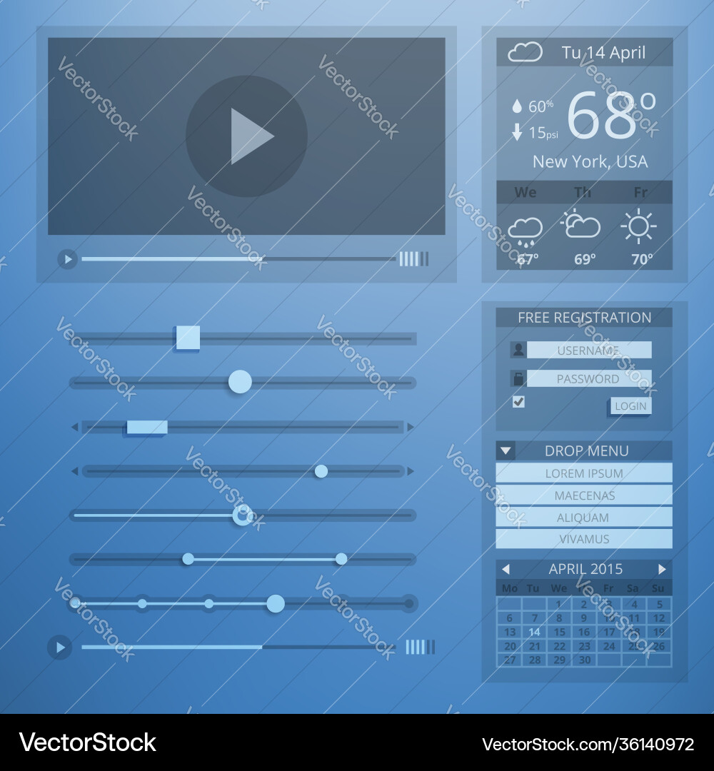 Ui transparency flat design web elements Ui transparency flat design web elements vector image