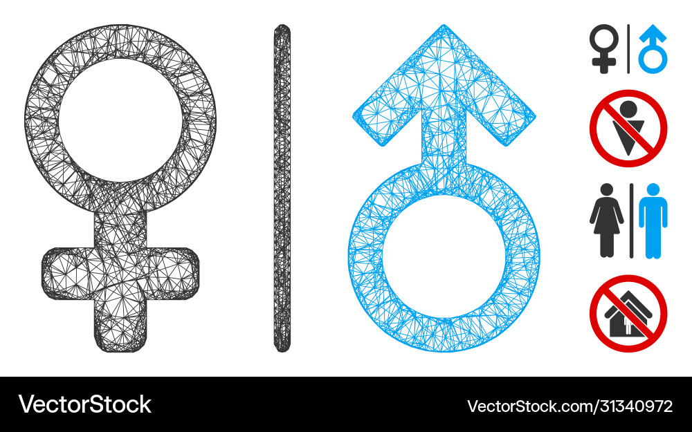 Wc gender symbols web mesh Vector Image