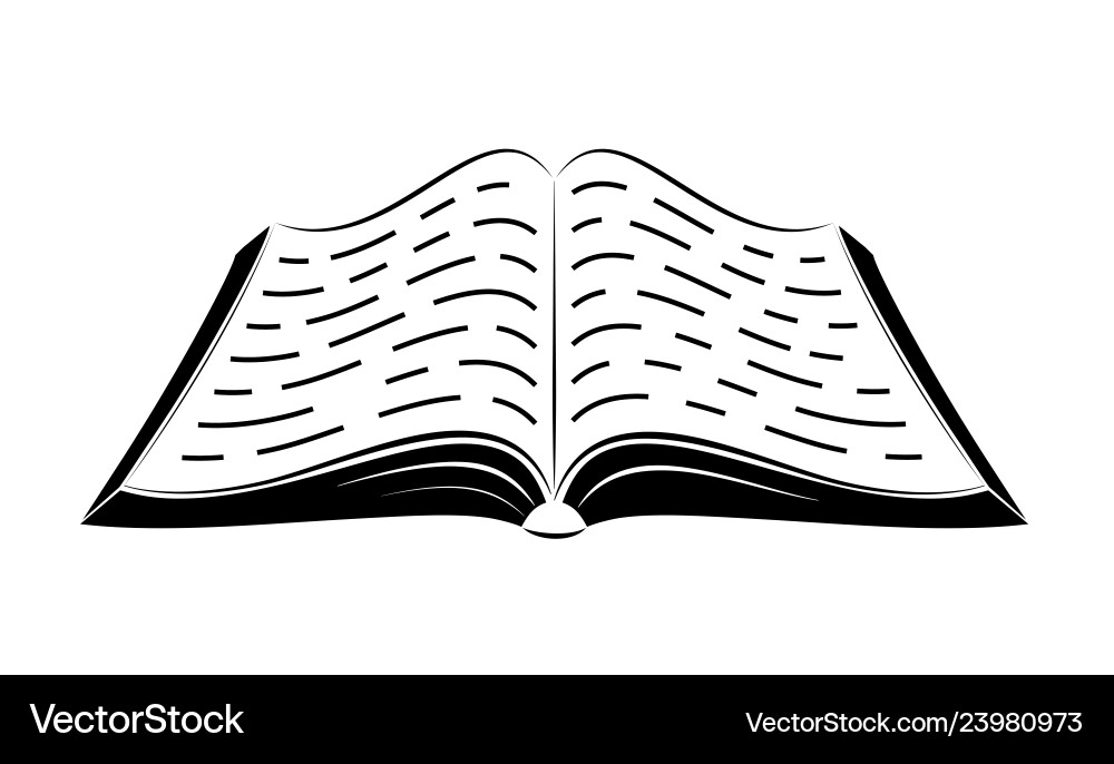 An open book on the table simple black outlines An open book on the table simple black outlines vector image
