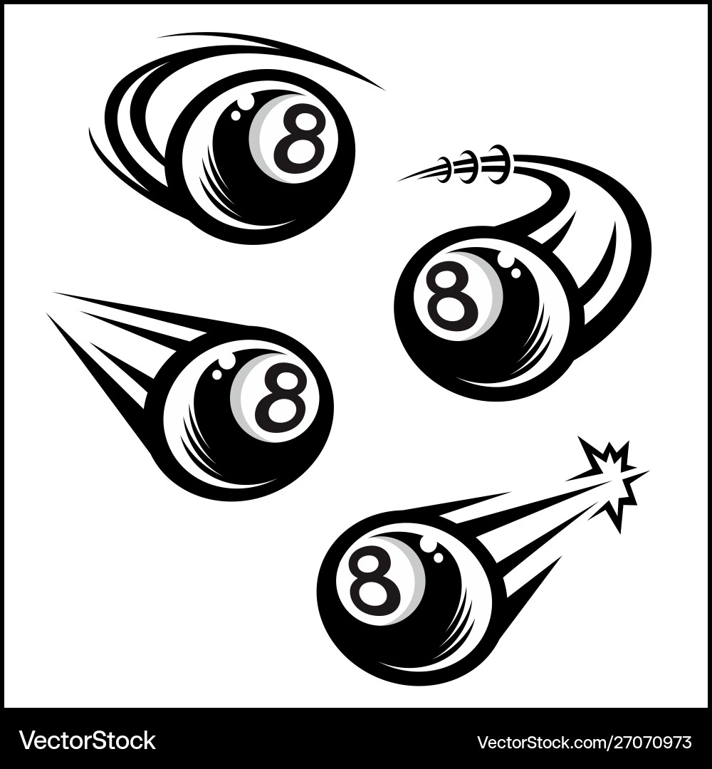 Billiard 8 ball swoosh set 4 Billiard 8 ball swoosh set 4 vector image