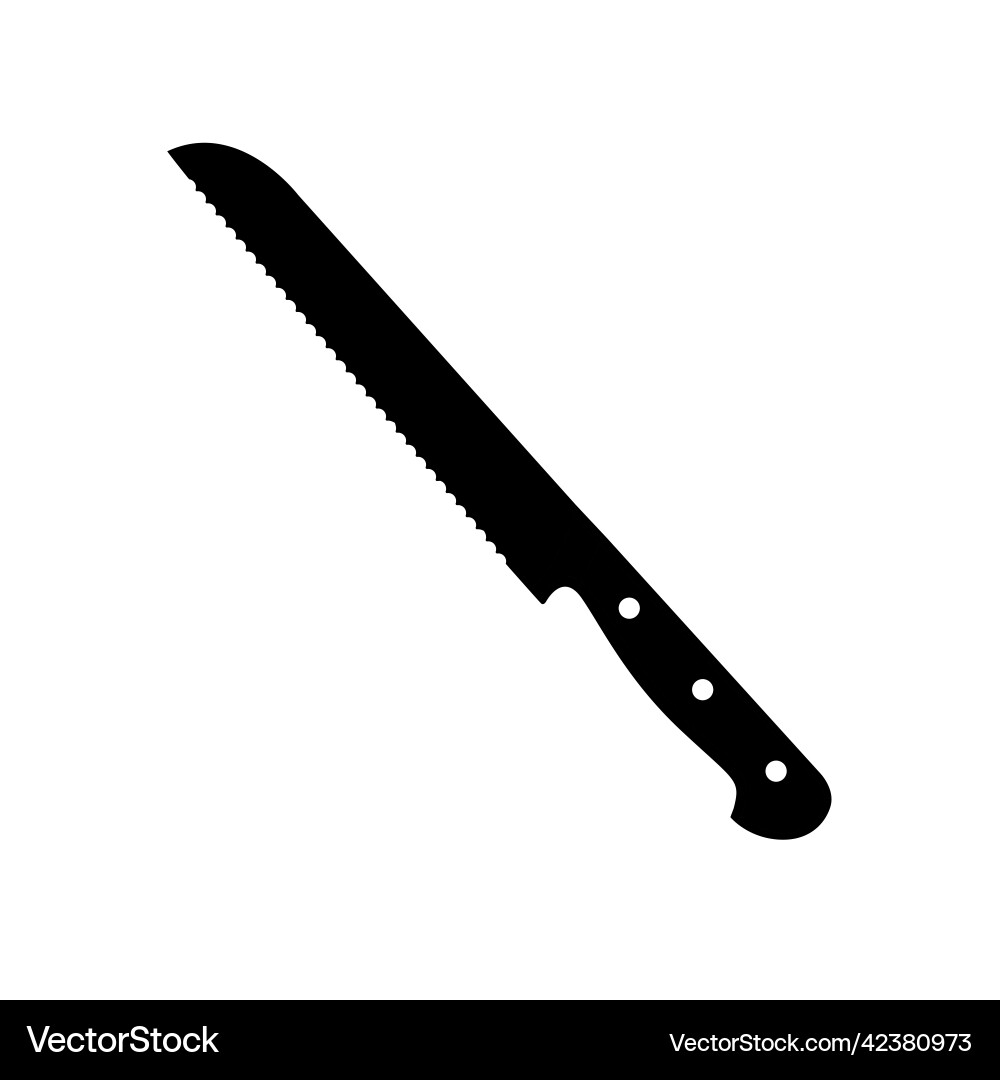Bread knife silhouette black and white icon Bread knife silhouette black and white icon Vector Image