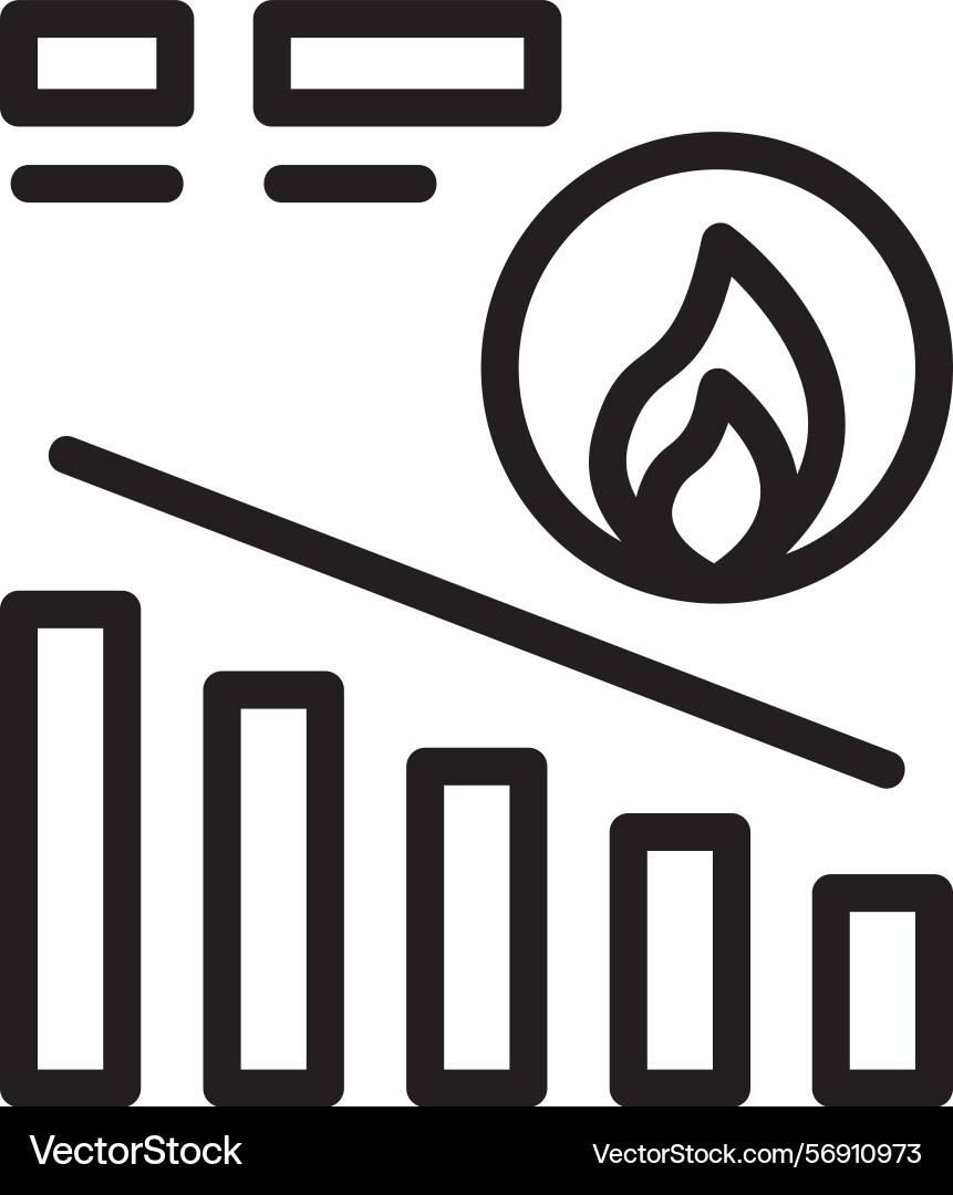 Burn down chart linear style icon design Vector Image