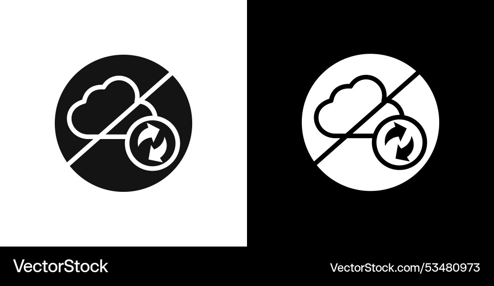 Cloud sync disable icon flat set outline Cloud sync disable icon flat set outline vector image