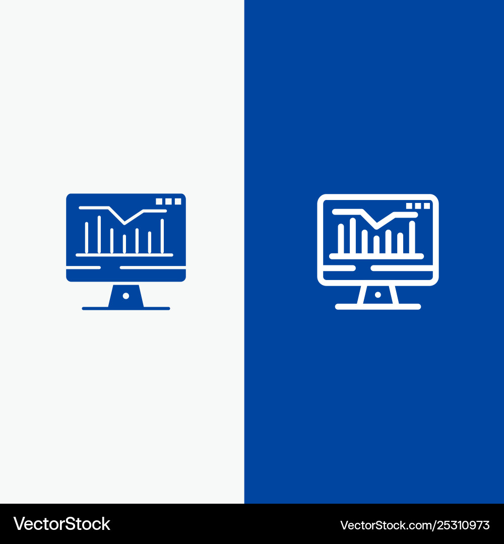Computer static graph monitor line and glyph vector image