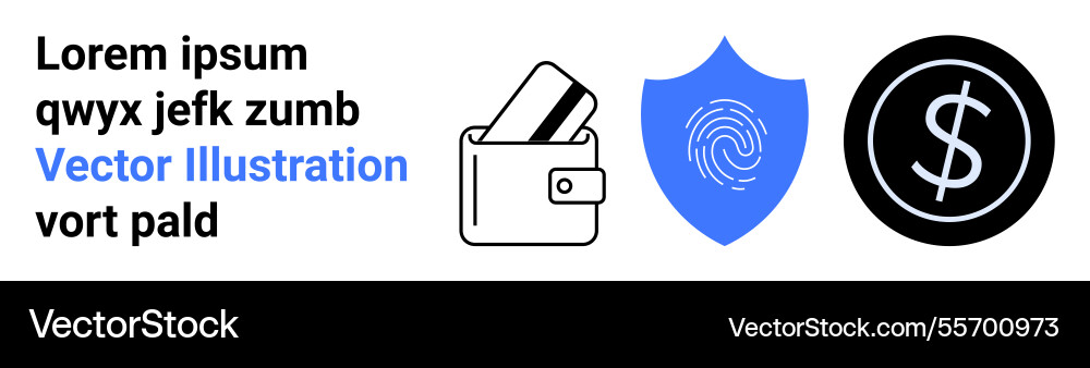 Digital wallet security shield with fingerprint vector image
