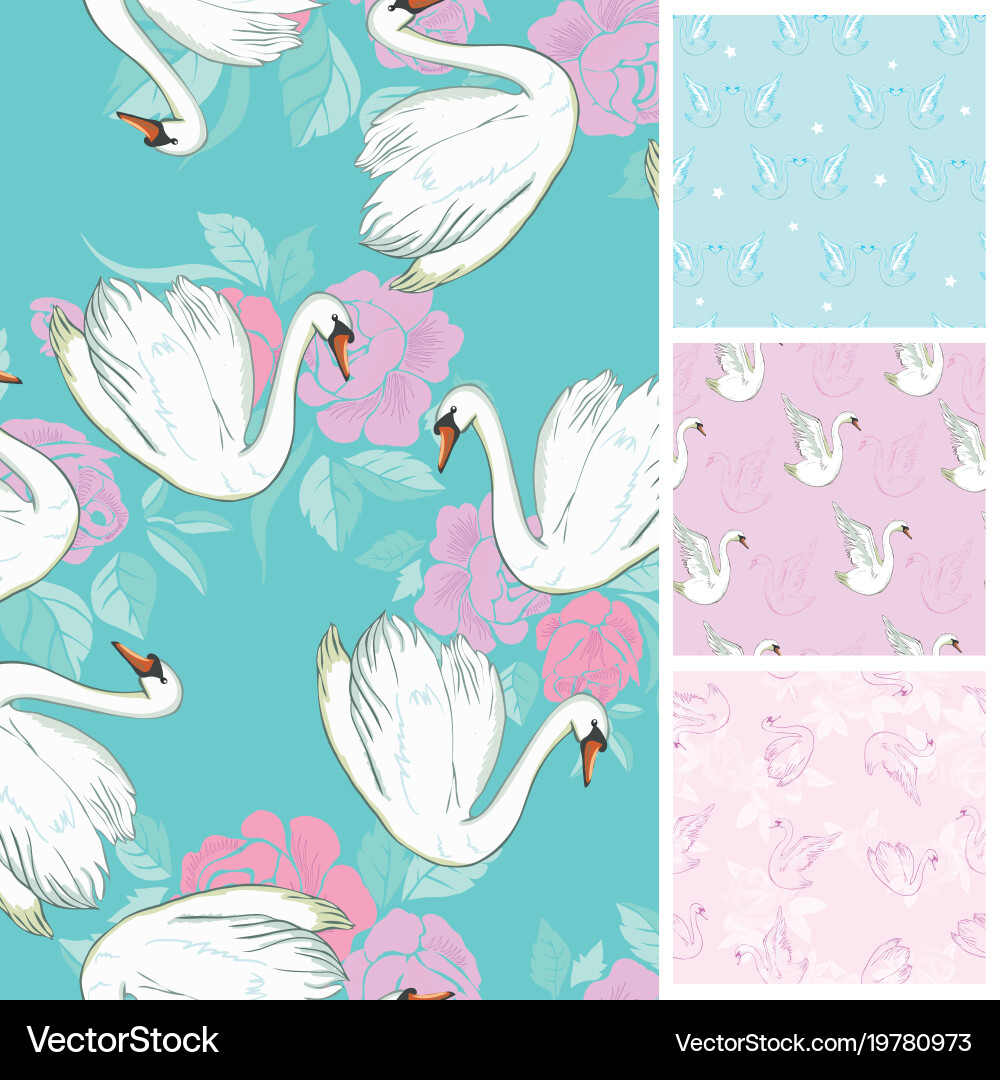 Elegant Swan Flock Pattern vector image