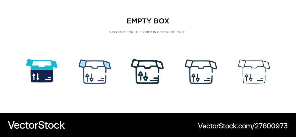 Empty box icon in different style two colored Empty box icon in different style two colored vector image