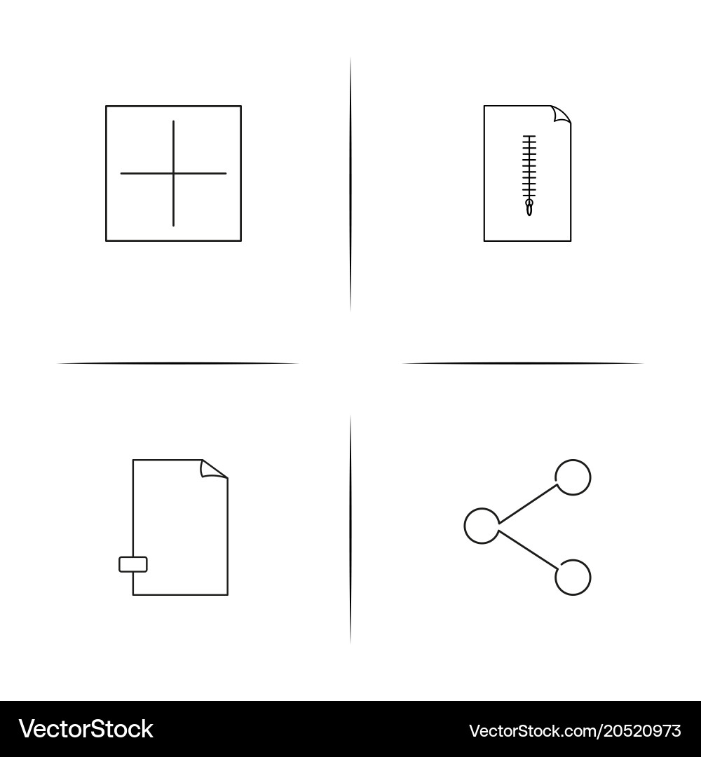 Files and folders sign simple linear icons set vector image