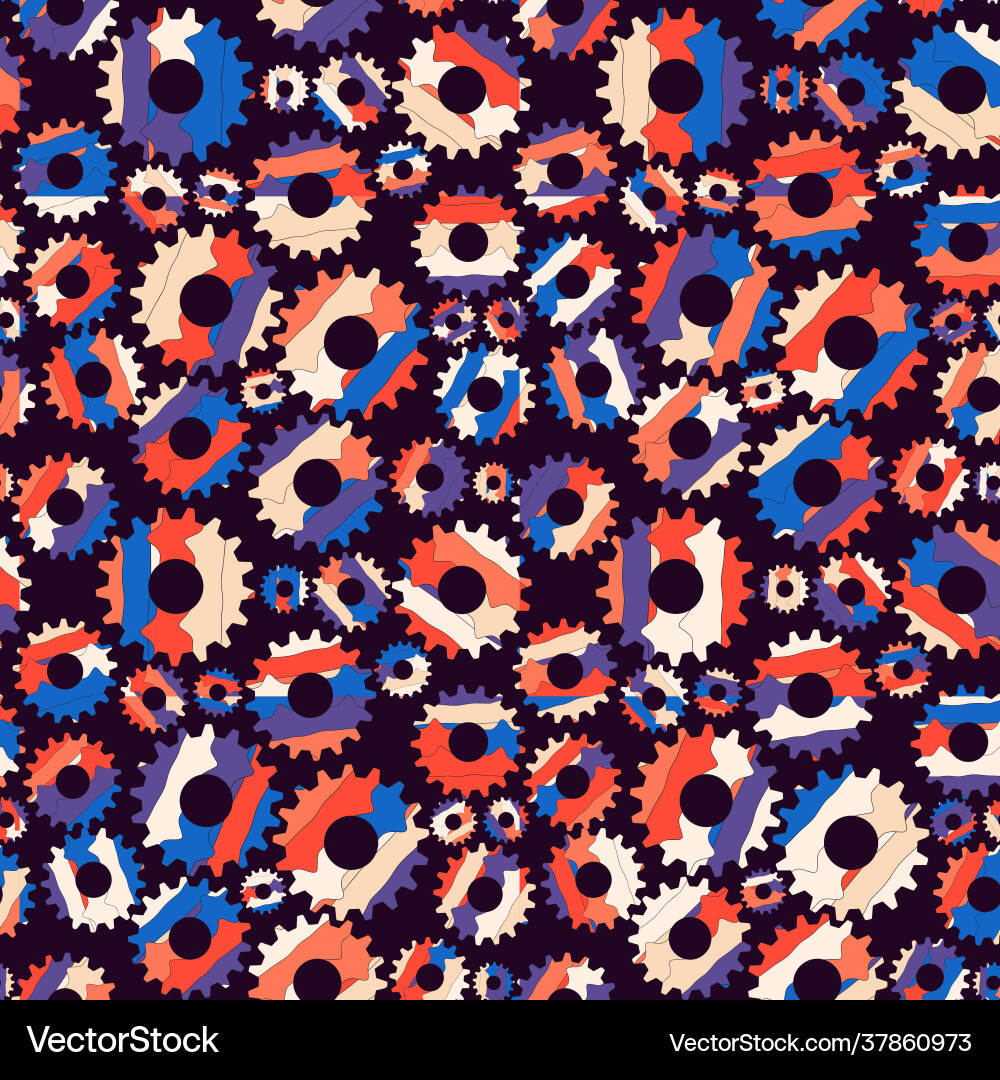 Gears color seamless pattern Vector Image