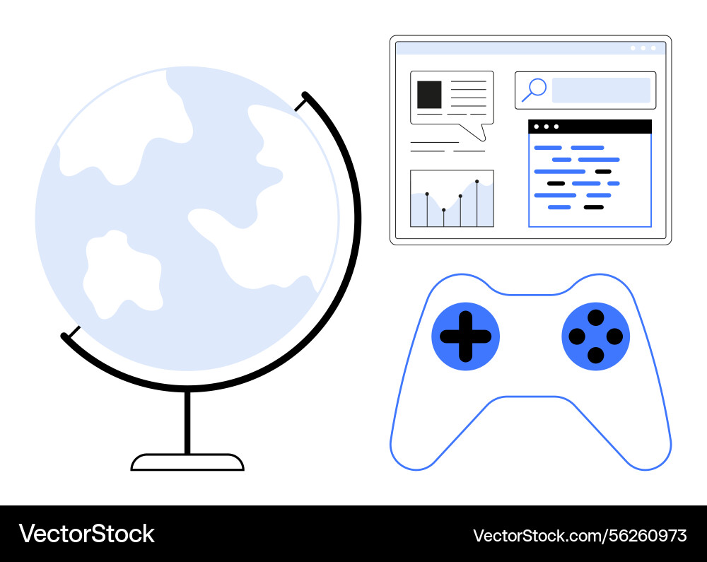 Global technology integration with gaming data Vector Image