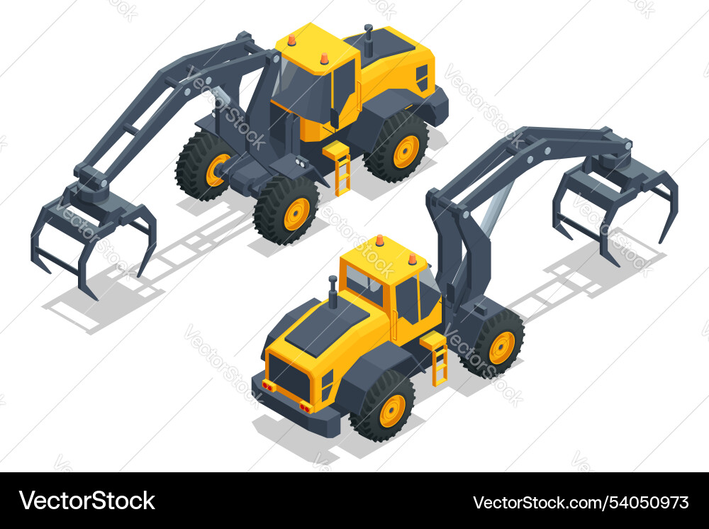 Isometric log loader loading equipment Isometric log loader loading equipment vector image