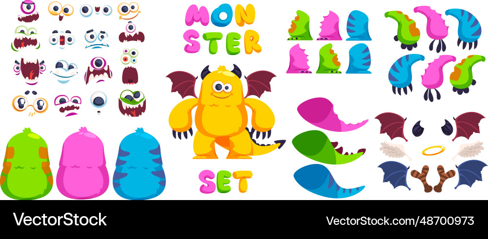 Monster creation monsters constructor for create Monster creation monsters constructor for create vector image