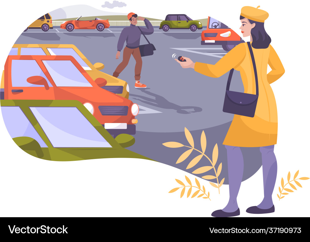 Parking flat composition vector image