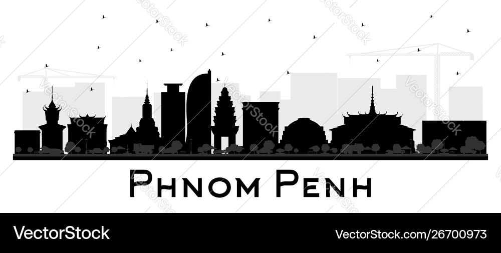 Phnom penh cambodia city skyline silhouette