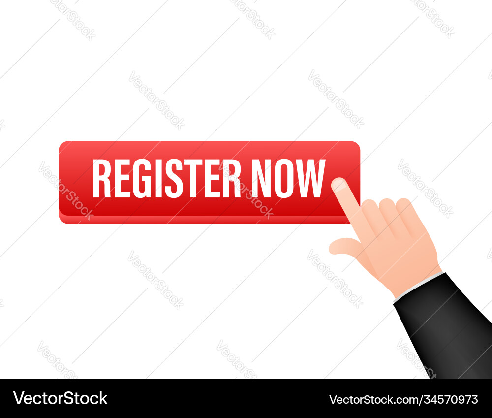 Register now with cursor button internet icon Register now with cursor button internet icon vector image