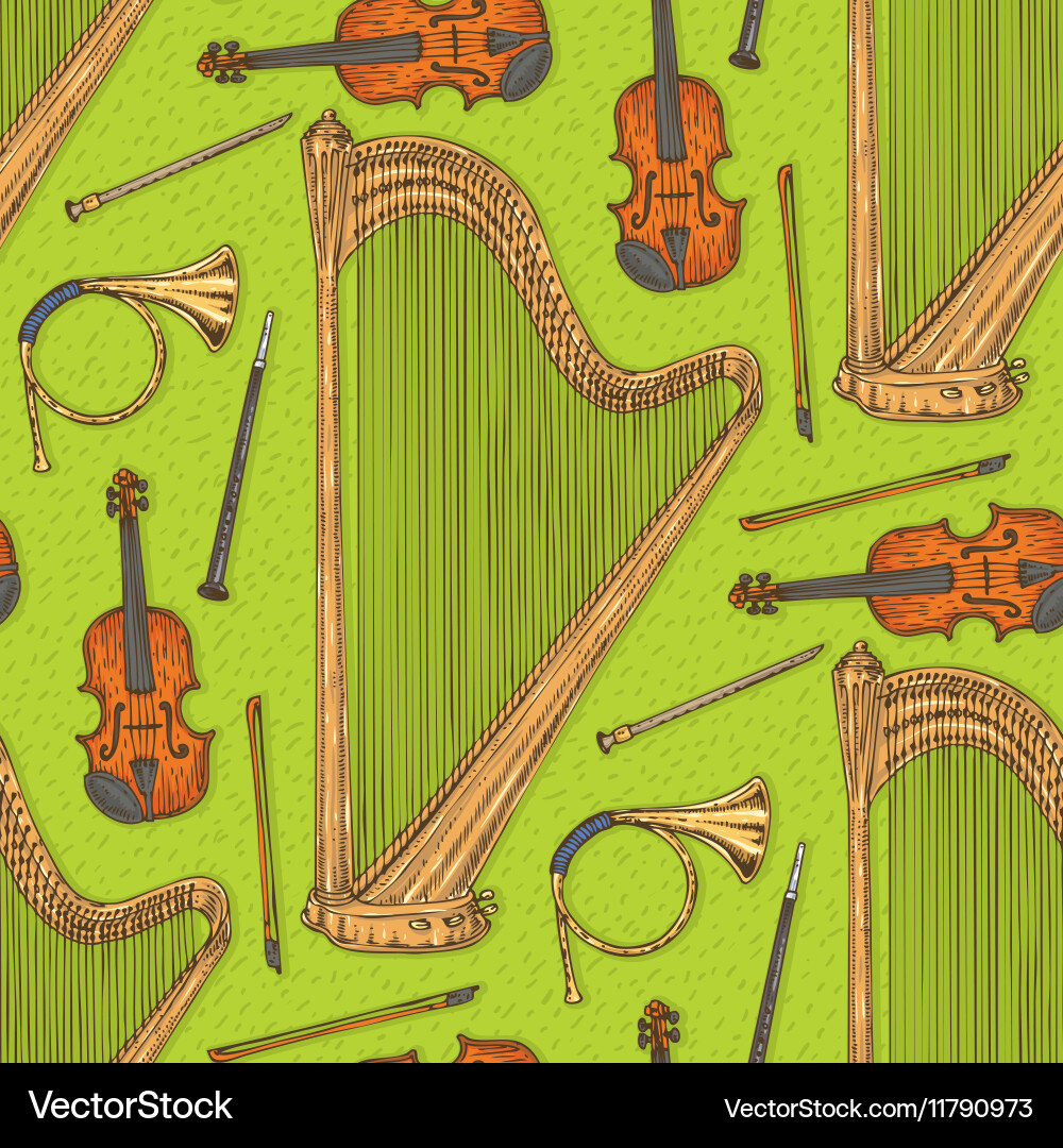 Seamless pattern with musical instruments vector image
