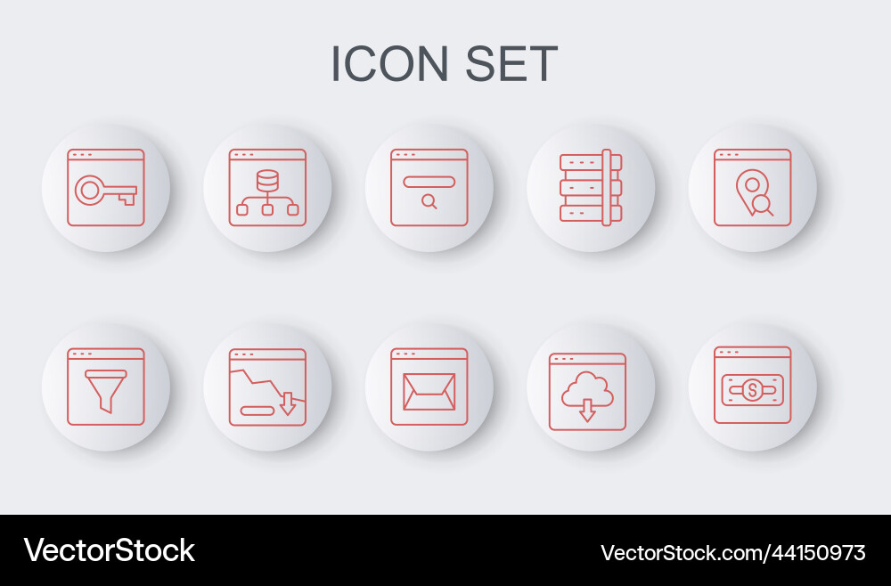 Set line online shopping on screen browser window Set line online shopping on screen browser window vector image