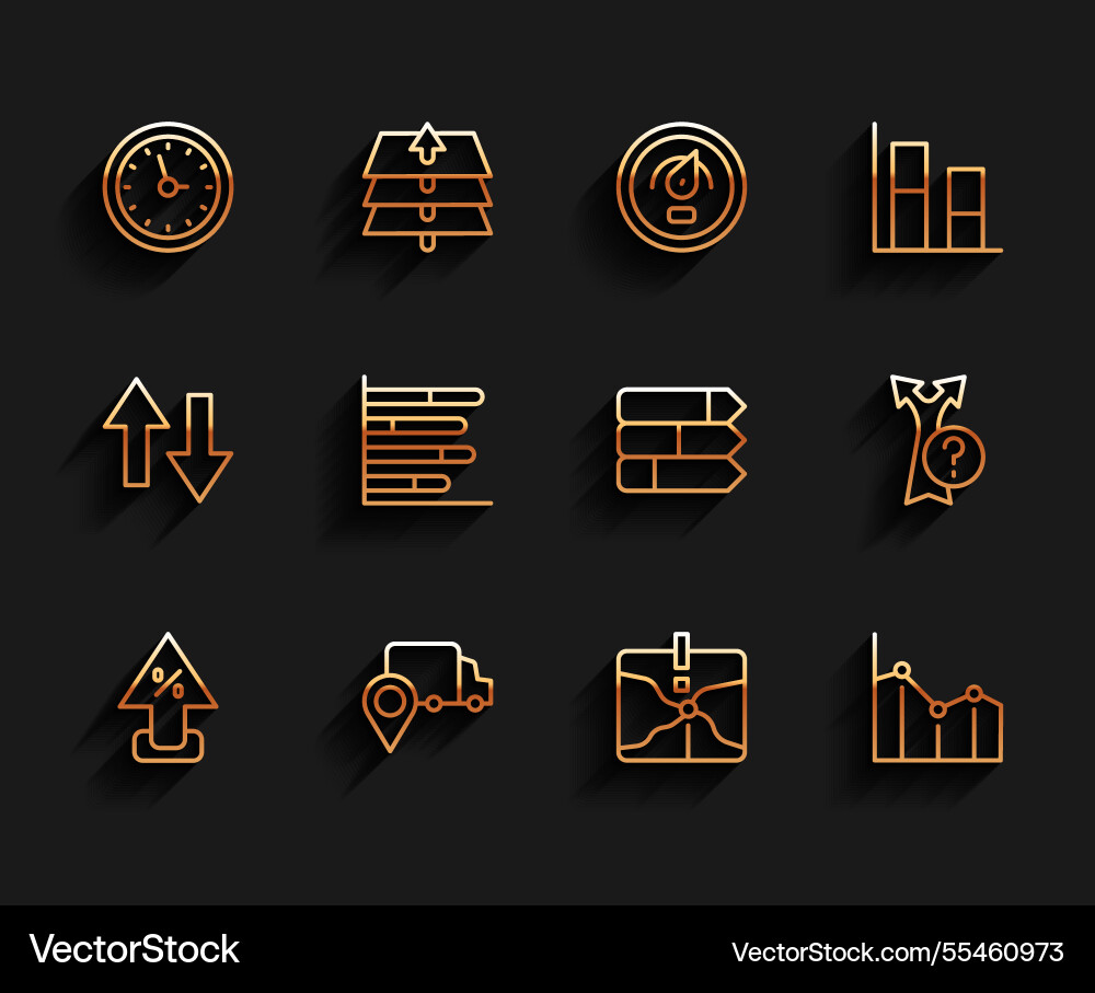 Set line percent up arrow delivery tracking clock Set line percent up arrow delivery tracking clock vector image