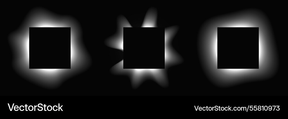 Set of square illuminate light frames Set of square illuminate light frames Vector Image