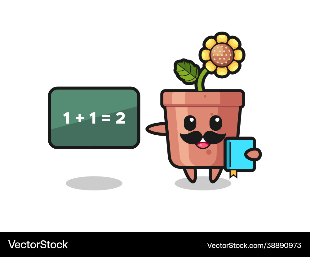 Sunflower pot character as a teacher Sunflower pot character as a teacher vector image