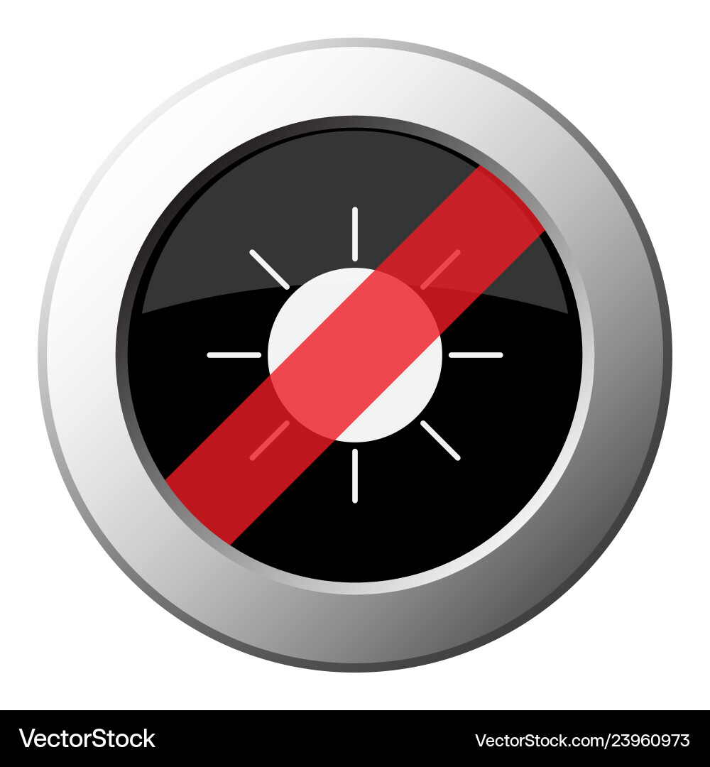 Sunny - ban round metal button white icon Vector Image