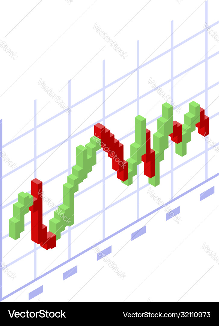 Trader red green graph icon isometric style Trader red green graph icon isometric style vector image