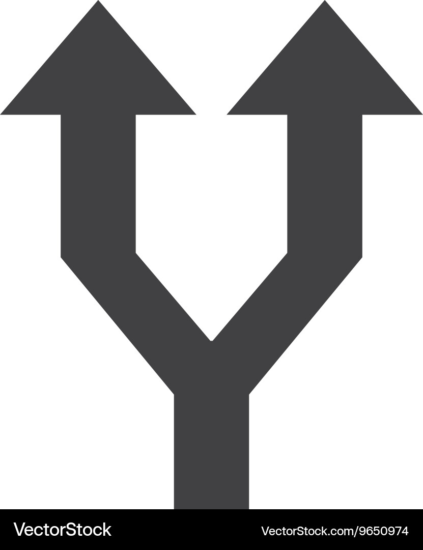 Arrows up with two different ways symbol vector image