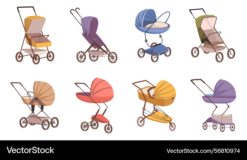 Empty strollers assortment of models Vector Image
