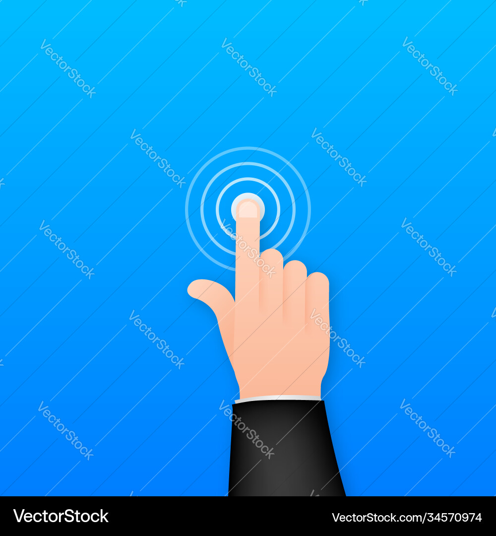 Hand Touching Screen - Push Button Icon vector image
