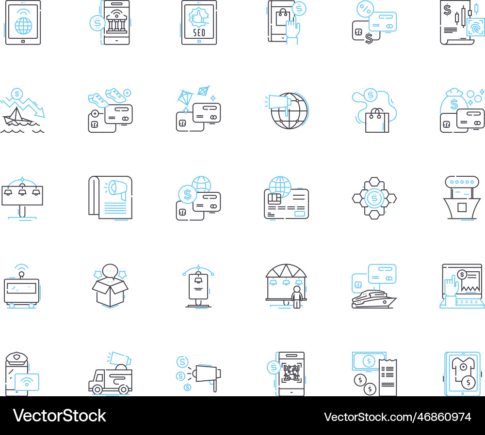 Mobile payments linear icons set transactions Vector Image
