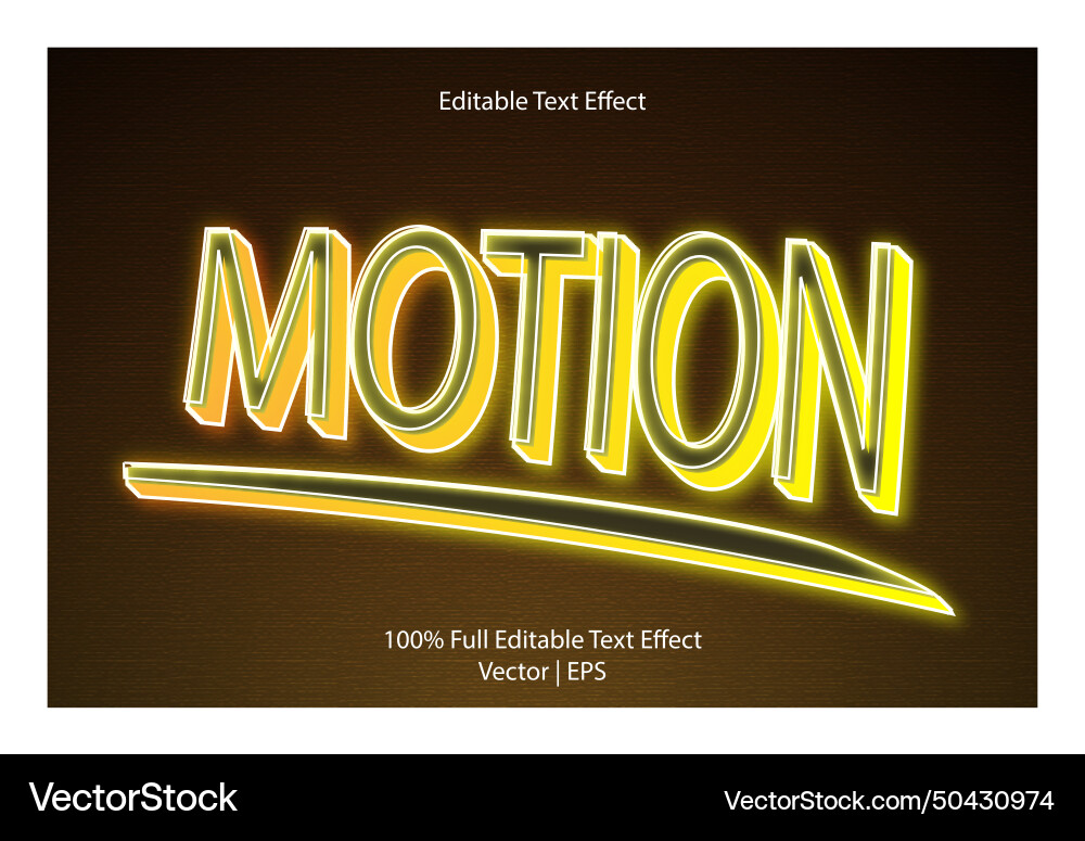Motion editable text effect 3 dimension emboss vector image
