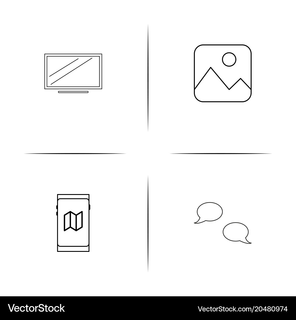 Netzwerk und Datenbank einfache lineare Icons Set vektorbild