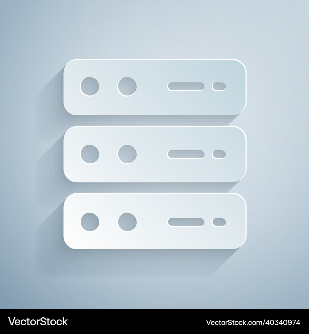 Paper cut server data web hosting icon isolated Paper cut server data web hosting icon isolated vector image
