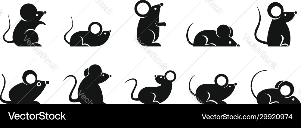 Rat icons set simple style Rat icons set simple style Vector Image