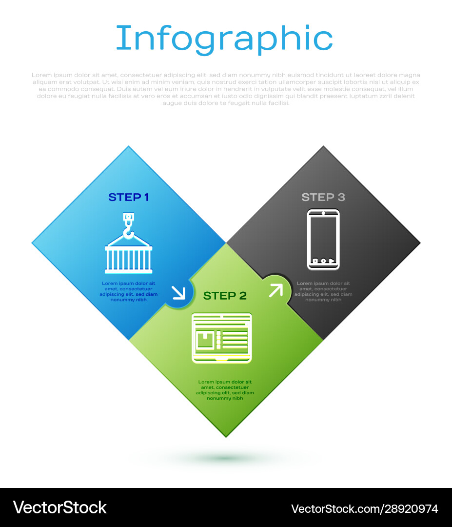 Set line container on crane mobile phone with app Set line container on crane mobile phone with app Vector Image
