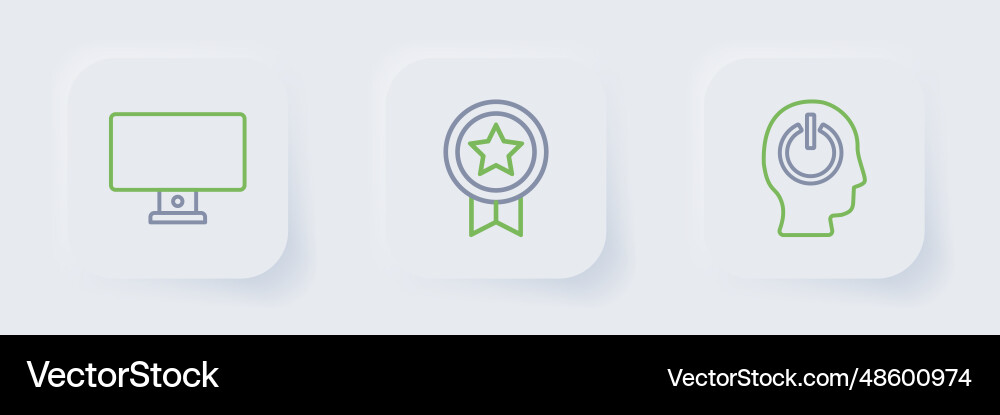 Set line power button game rating with medal Set line power button game rating with medal vector image