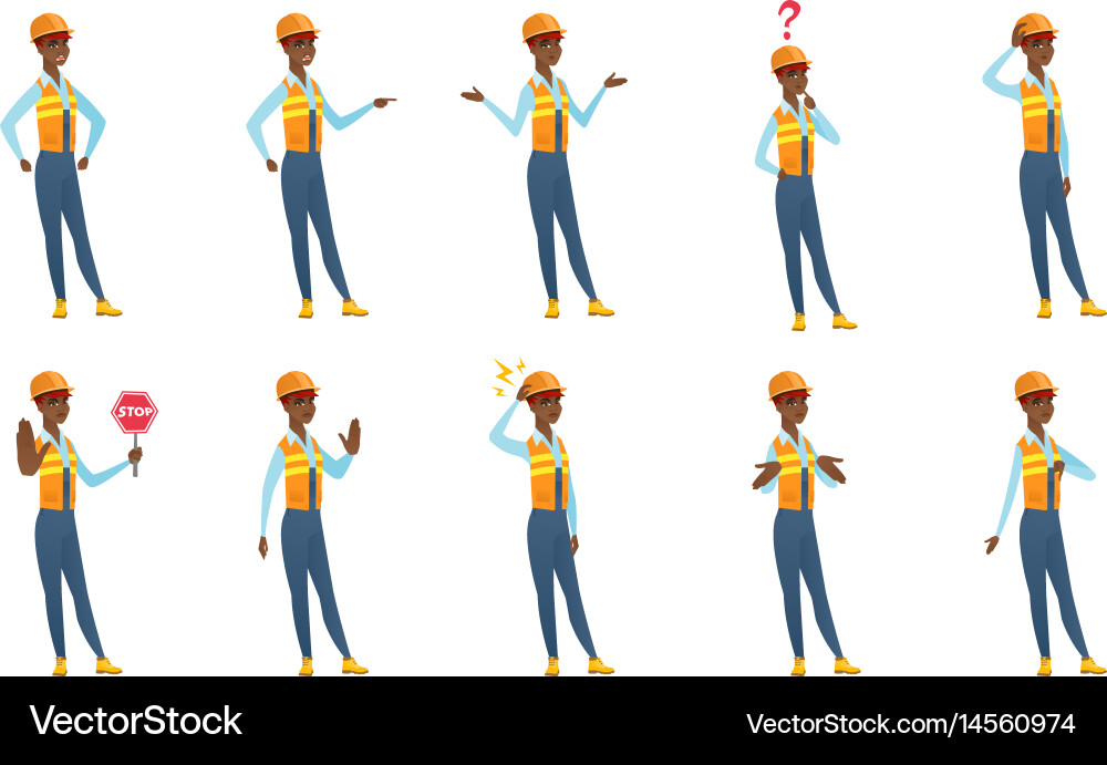 Set of builder characters Vector Image