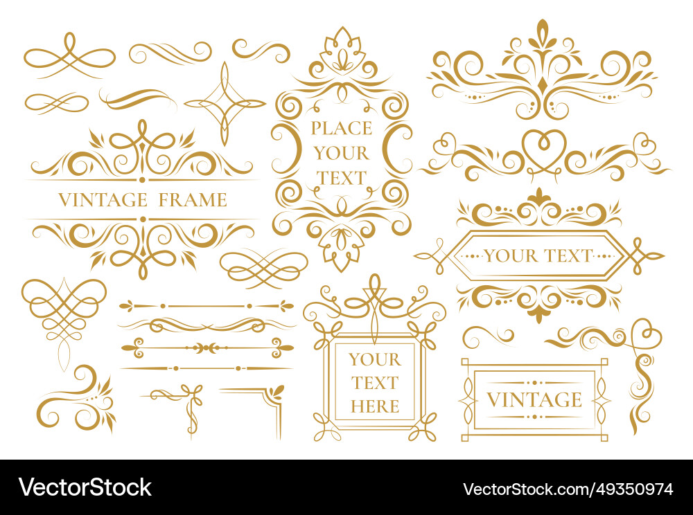 Vintage golden frames set Royalty Free Vector Image