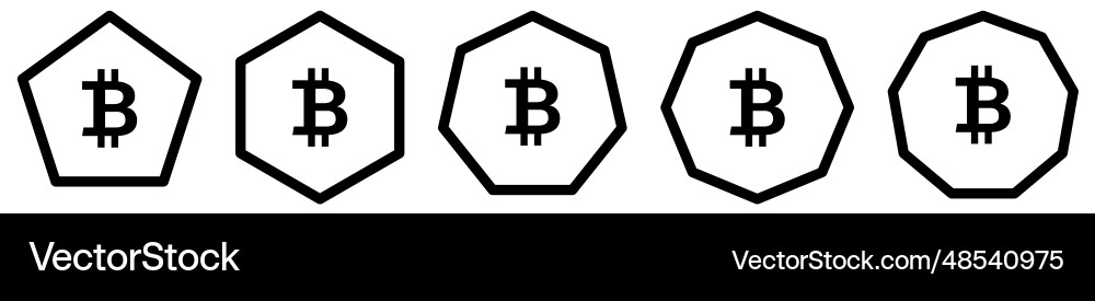 Bitcoin icon in polygons with different number Bitcoin icon in polygons with different number vector image