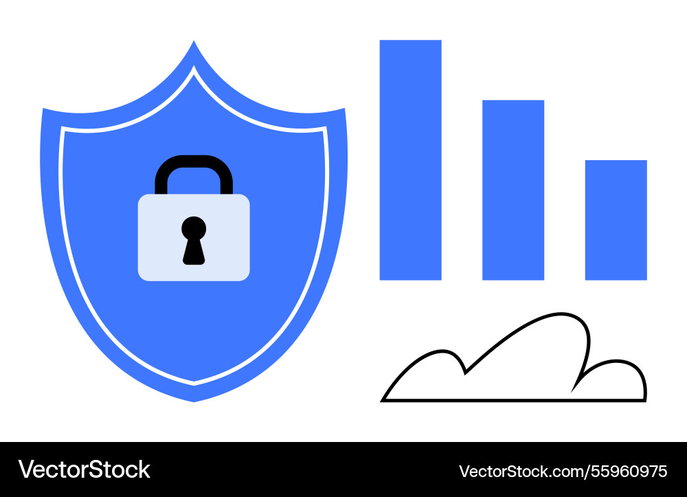 Cybersecurity concept with shield lock cloud – Royalty-Free Vector ...