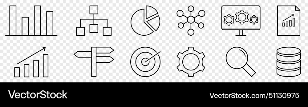 Data analytic outline icons Vector Image